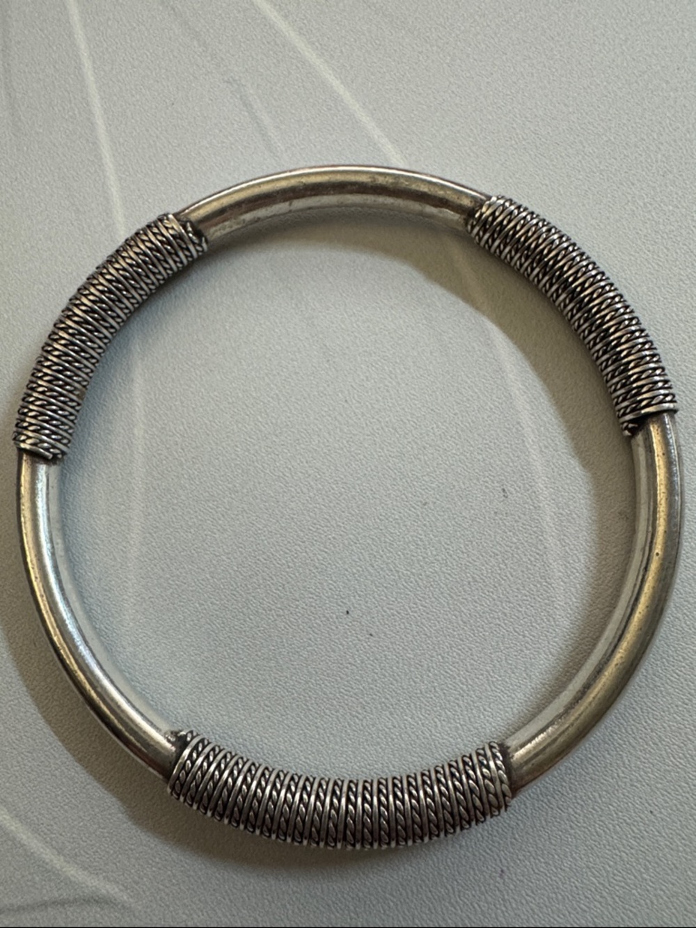 Textured 925 Silver Coil Bangle Bracelet
